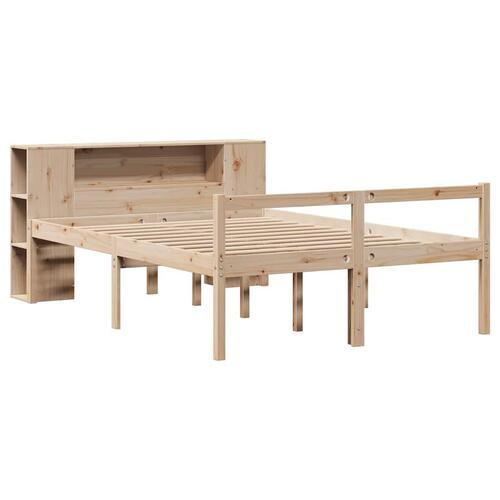 Seng med reol uden madras 140x190 cm massivt fyrretræ