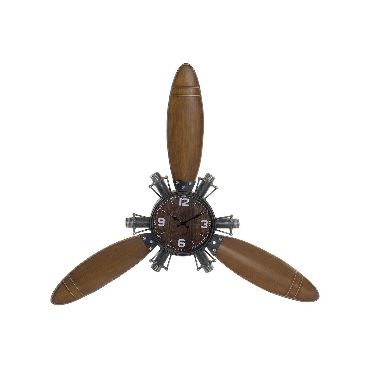 Vægur - Vintage propeldesign, brun/sort, metal & træ (MDF) 121 × 7 × 106 cm