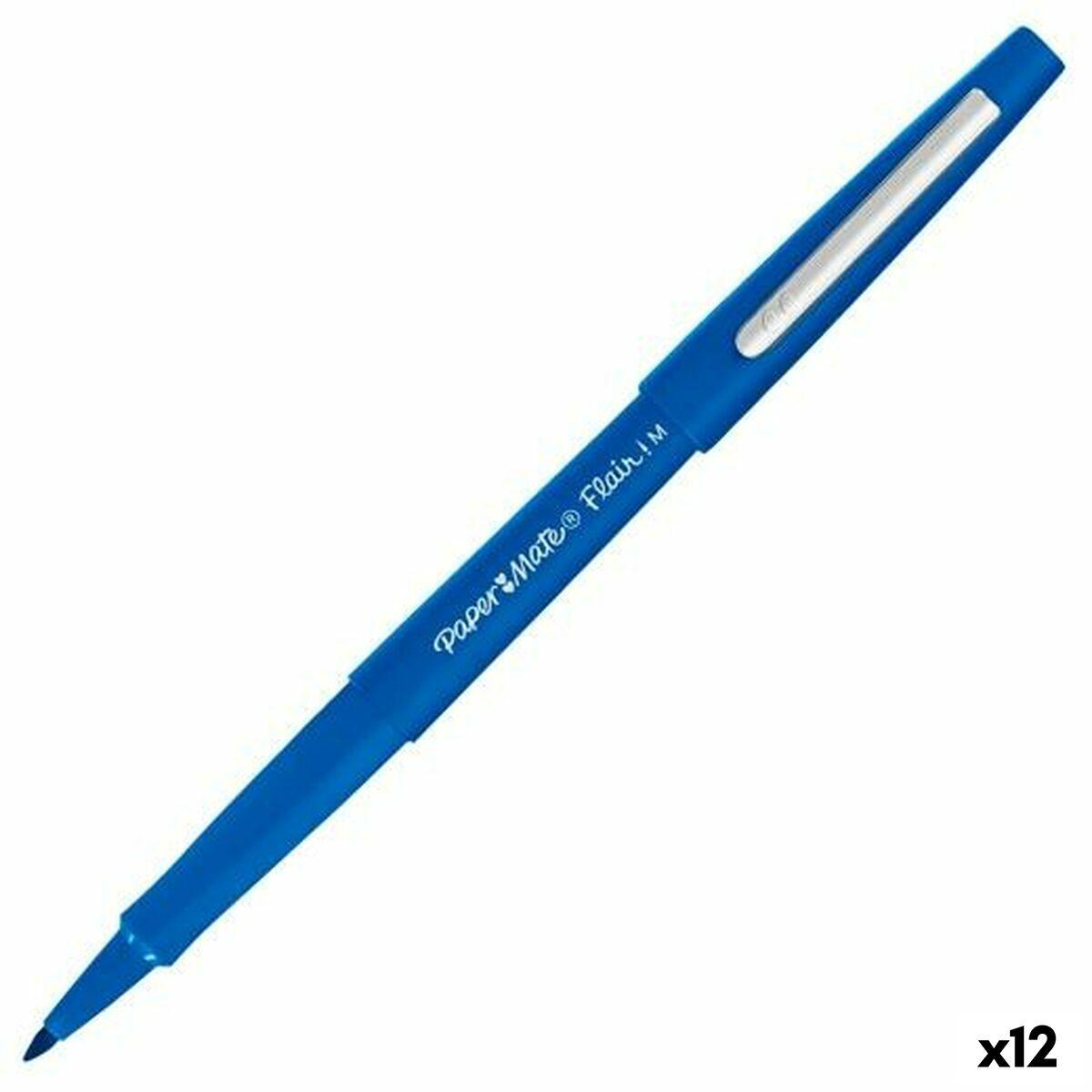 Paper Mate Nylon - fibre-tip pen - blue (pack of 12)