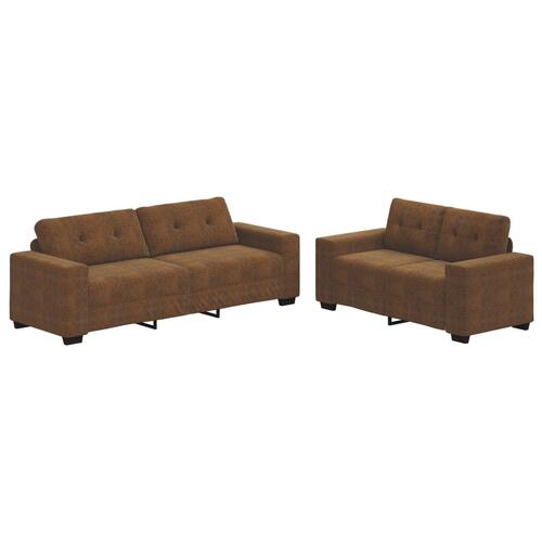 Sæt af 2 Brun Stof, Træ Stor Elegant Sofa Rektangulær