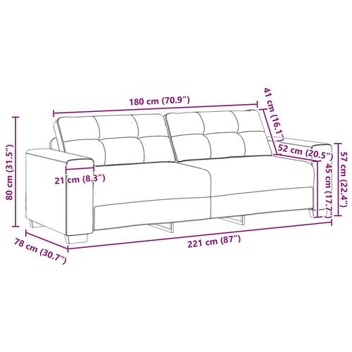 Sæt af 2 Brun Stof, Træ Stor Elegant Sofa Rektangulær