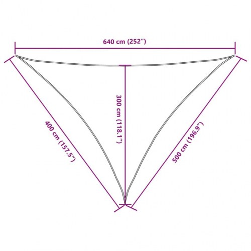 Trekantet solsejl 4 × 5 × 6,4 m i oxfordstof - brun
