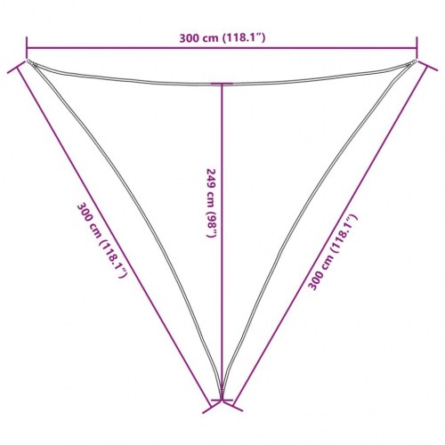 Solsejl 3,6x3,6x3,6 m oxfordstof trekantet rød
