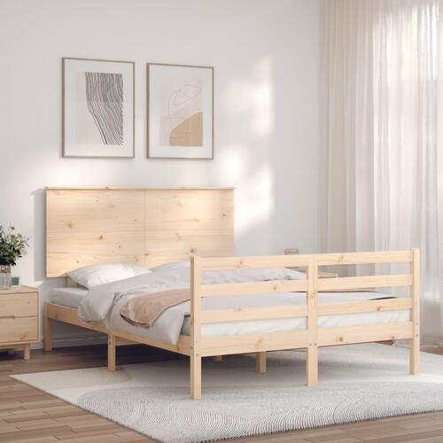 Sengeramme med sengegavl 140x200 cm massivt træ hvid