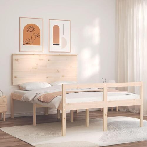 Seniorseng med sengegavl 140x200 cm massivt træ