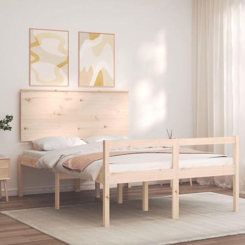 Seniorseng med sengegavl 140x200 cm massivt træ