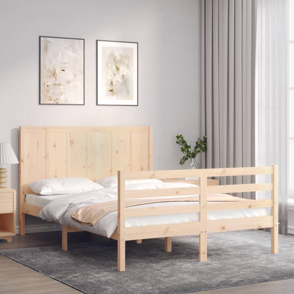 Sengeramme med sengegavl 120x200 cm massivt træ hvid
