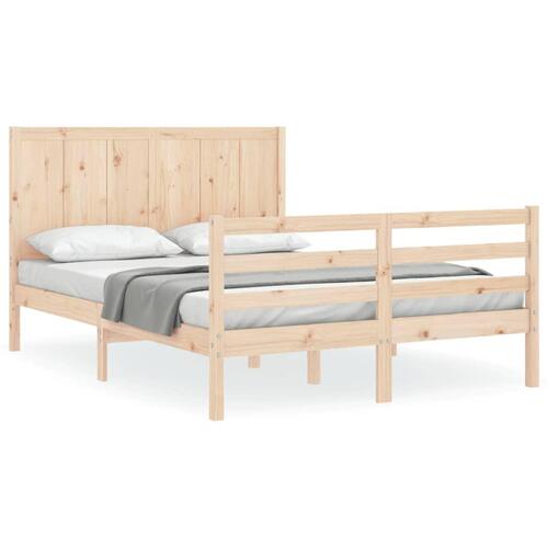 Sengeramme med sengegavl 120x200 cm massivt træ hvid