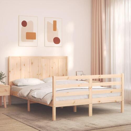 Sengeramme med sengegavl 120x200 cm massivt træ hvid