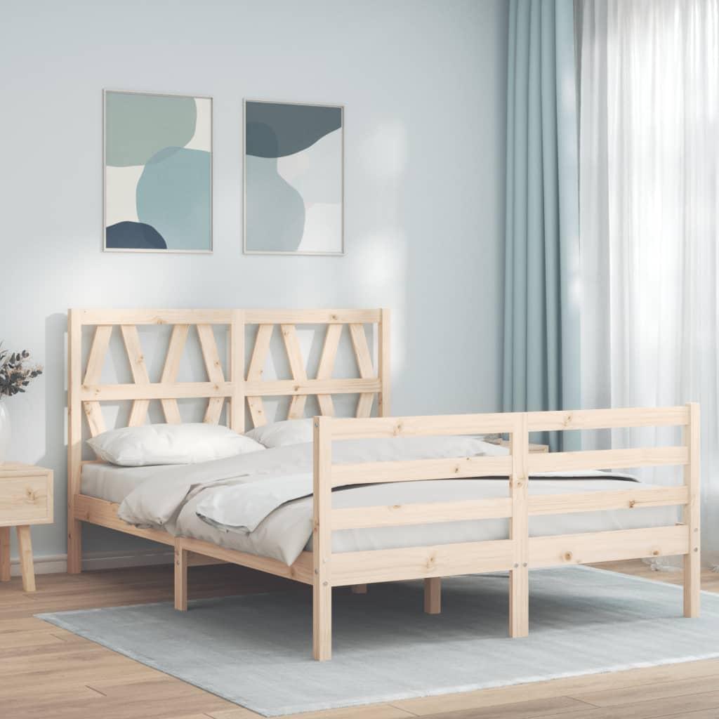 Sengeramme med sengegavl 140x190 cm massivt træ