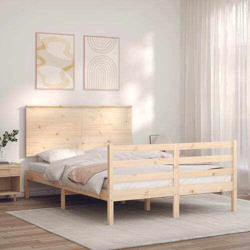 Sengeramme med sengegavl 140x190 cm massivt træ