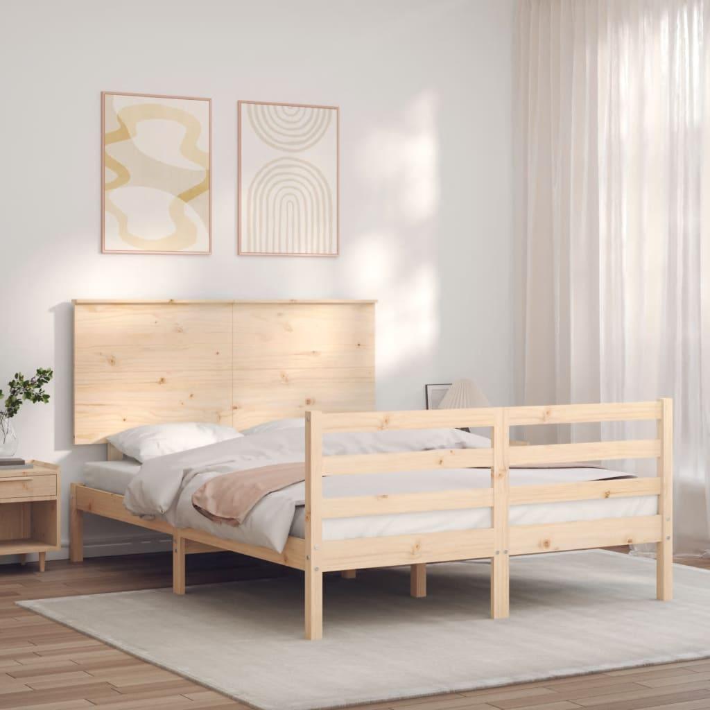 Sengeramme med sengegavl 140x190 cm massivt træ