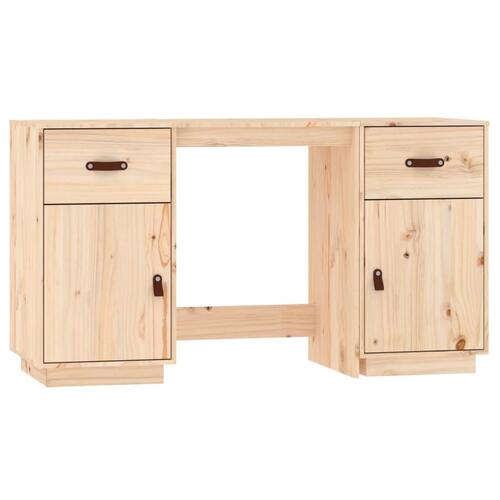 Skrivebord med skabe 135x50x75 cm massivt fyrretræ