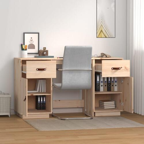 Skrivebord med skabe 135x50x75 cm massivt fyrretræ