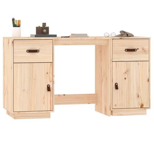 Skrivebord med skabe 135x50x75 cm massivt fyrretræ