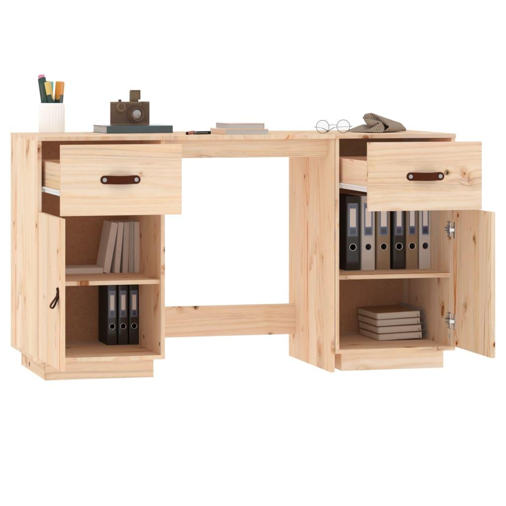 Skrivebord med skabe 135x50x75 cm massivt fyrretræ