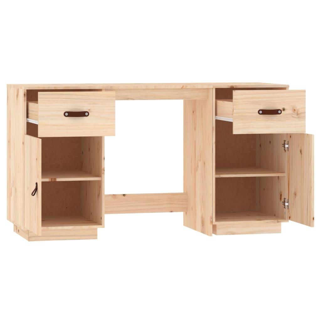 Skrivebord med skabe 135x50x75 cm massivt fyrretræ