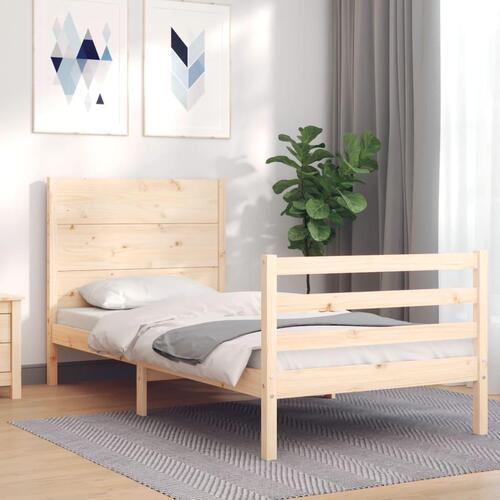 Sengeramme med sengegavl 90x200 cm massivt træ