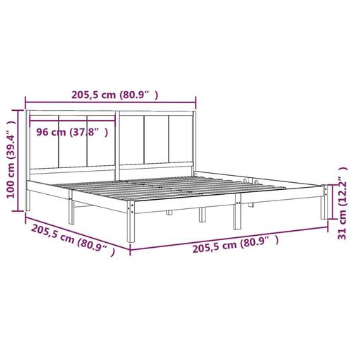 Sengeramme uden madras 200x200 cm massivt fyrretræ