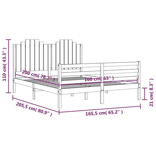 Sengeramme med sengegavl 160x200 cm massivt træ