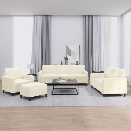 Sofasæt 4 dele velour cremefarvet