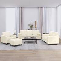Sofasæt 4 dele med puder velour cremefarvet