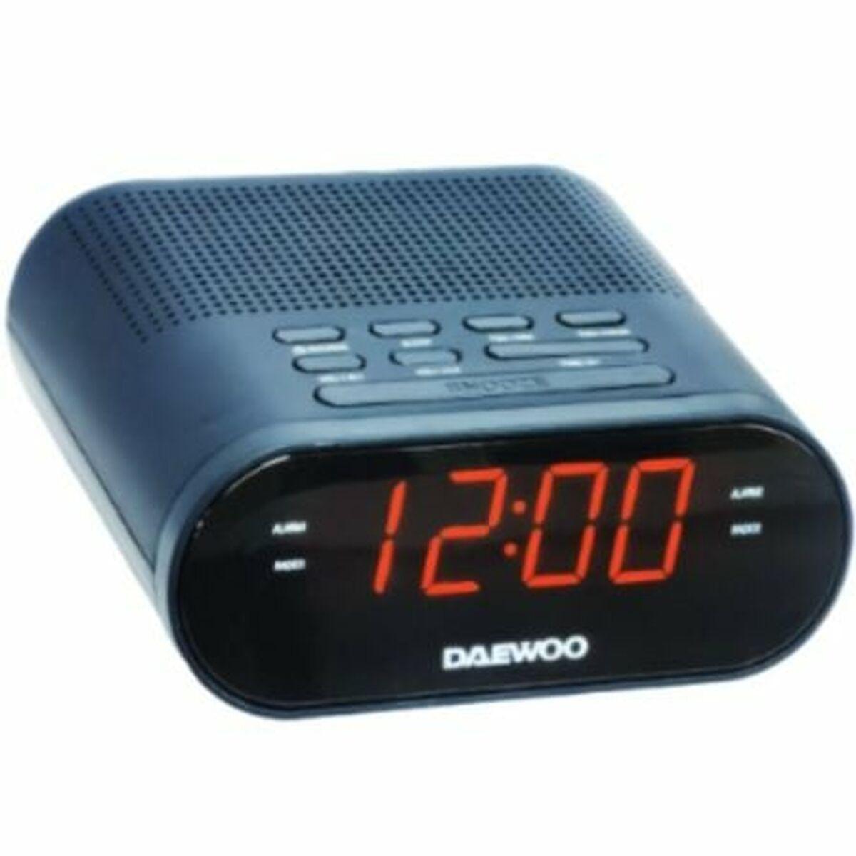 Daewoo clockradio - sort, AM/FM og stor rød LED-tid