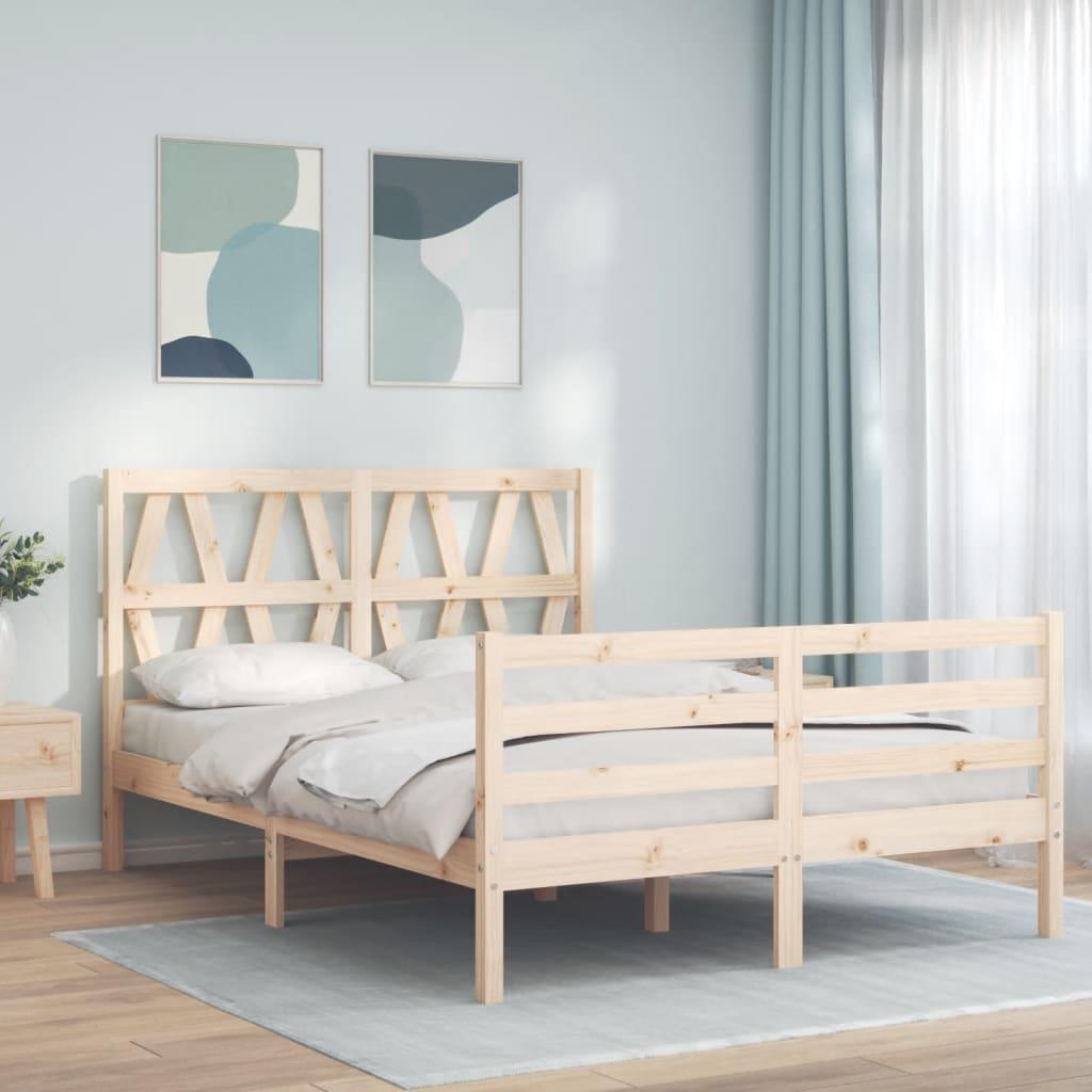Sengeramme med sengegavl 140x200 cm massivt træ hvid