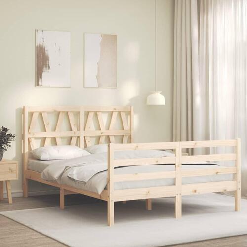 Sengeramme med sengegavl 140x200 cm massivt træ hvid