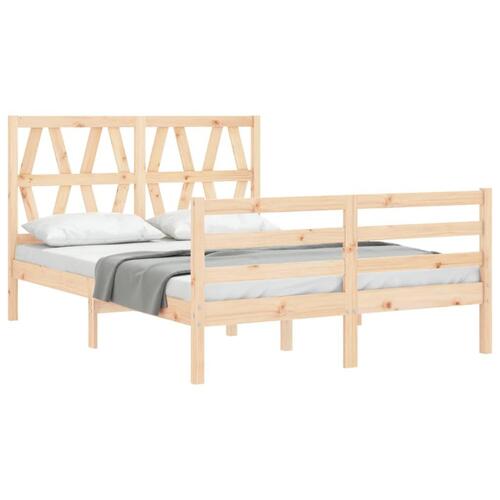 Sengeramme med sengegavl 140x200 cm massivt træ hvid