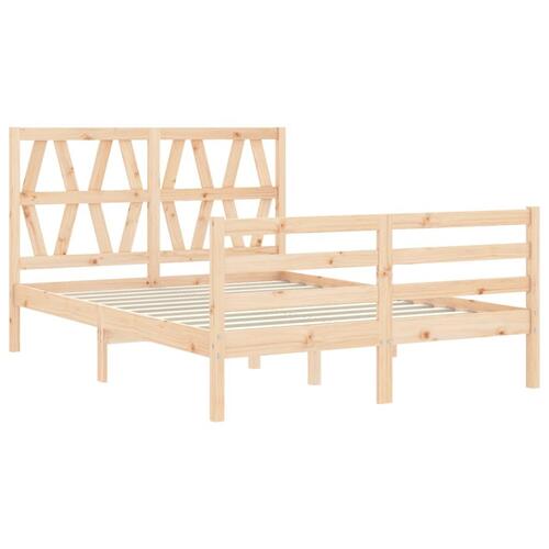 Sengeramme med sengegavl 140x200 cm massivt træ hvid