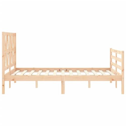 Sengeramme med sengegavl 140x200 cm massivt træ hvid