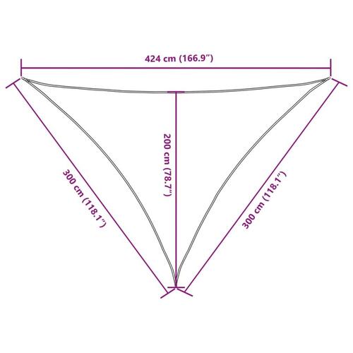 Solsejl 3x3x4,24 m trekantet oxfordstof gul