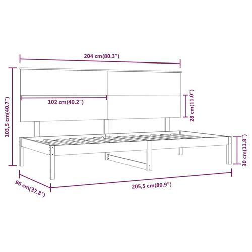 Daybed uden madras 90x200 cm massivt fyrretræ