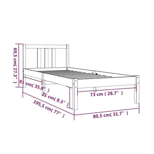Sengeramme 75x190 cm massivt træ