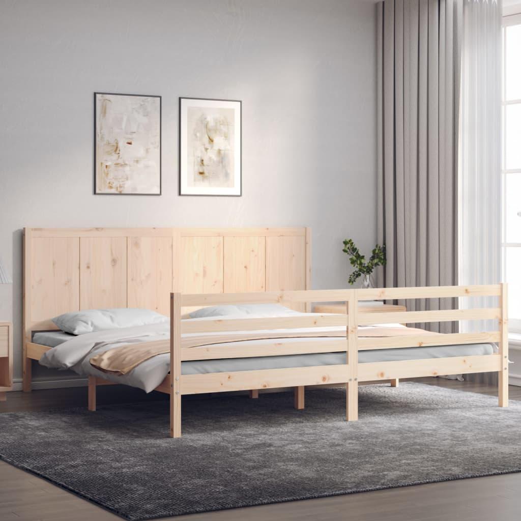 Sengeramme med sengegavl 200x200 cm massivt træ