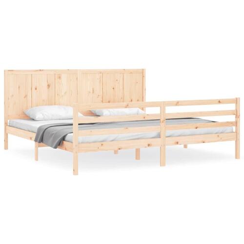 Sengeramme med sengegavl 200x200 cm massivt træ