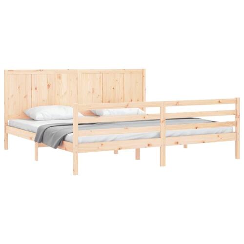 Sengeramme med sengegavl 200x200 cm massivt træ