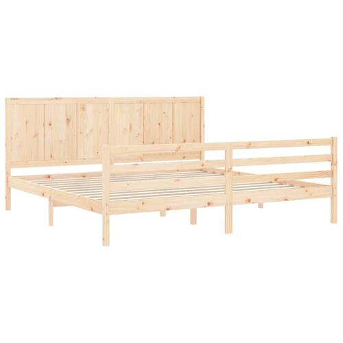 Sengeramme med sengegavl 200x200 cm massivt træ