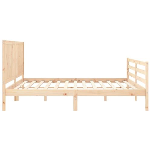 Sengeramme med sengegavl 200x200 cm massivt træ