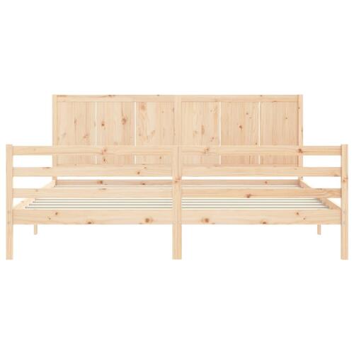 Sengeramme med sengegavl 200x200 cm massivt træ
