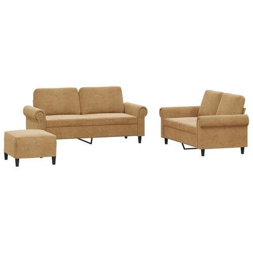 3 personers sofa med hynder velour brun