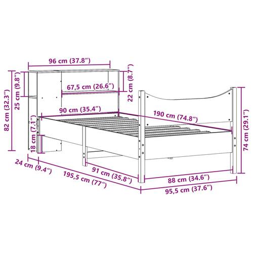 Sengeramme uden madras 90x190 cm massivt fyrretræ