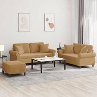 3 personers sofa med puder velour brun