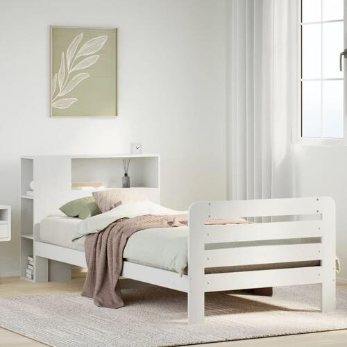Sengeramme uden madras 90x200 cm massivt fyrretræ hvid