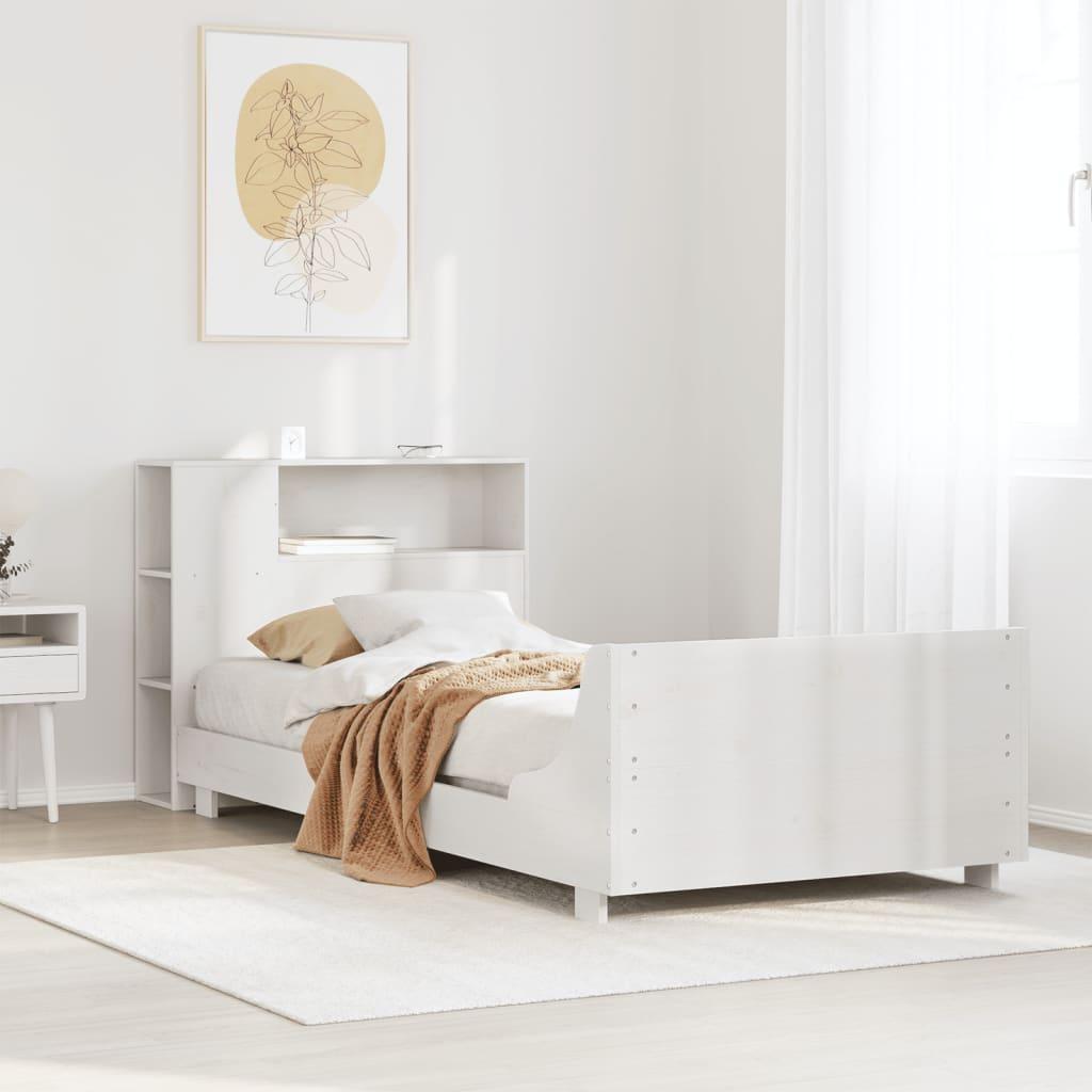 Sengeramme uden madras 90x200 cm massivt fyrretræ hvid
