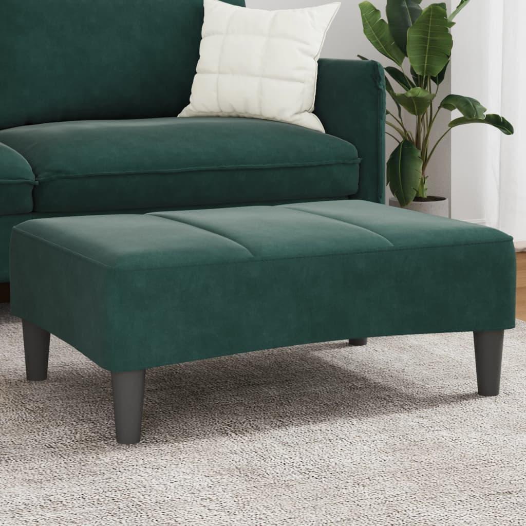 Fodskammel 77x55x31 cm velour mørkegrøn