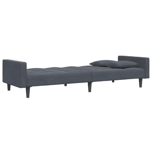2-personers sovesofa med fodskammel velour mørkegrå