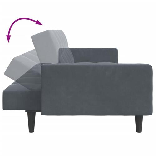 2-personers sovesofa med fodskammel velour mørkegrå
