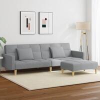 2-personers sovesofa med fodskammel stof lysegrå